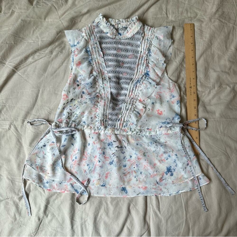 All Saints Lightweight Floral High Neckline Sleeveless Blouse